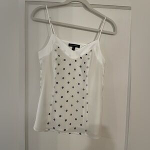 Banana Republic White Embellished Camisole with Navy Blue Polka Dots NWOT!